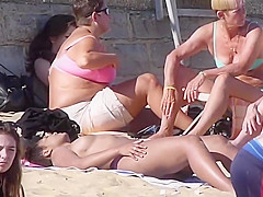 Cute Ebony Girl Topless Outdoors On UK Bournemouth Beach '16