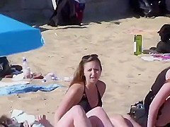 Cute Ebony Girl Topless Outdoors On UK Bournemouth Beach '16