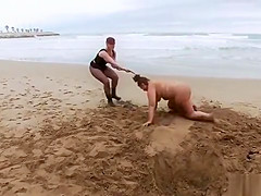 Fat slut got piss buried on the beach