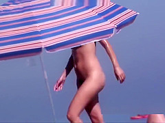 Curvy naked Nudist Teen Bending Over Beach Voyeur Spycam Vid