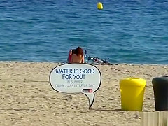 Redhead made walking naked on the beach