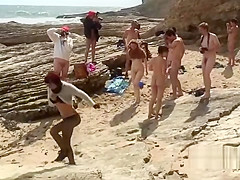 Prowling Panther Beach - nudist group explores oceanside rock formations