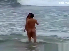Nude Beach - Voluptuous Brunette Fuck On The Shore