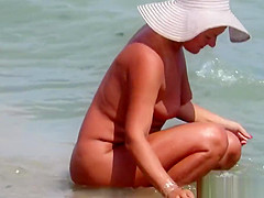 Shaved Pussy Wet Horny Nudist Milfs Beach Voyeur Video HD