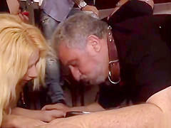 Naked blonde disgraced on the beach