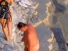 Nude beach blowjob voyeur style