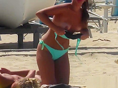 Big Tits Bikini Thong beach teens spied hidden cam voyeur