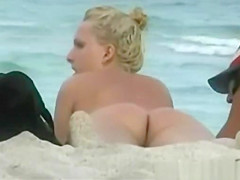 Hot girls exposed pussy on the beach