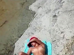 Couple beach play voyeur