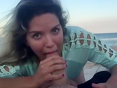 Beach couple sex fun