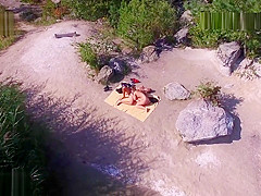 Nude beach sex, voyeurs video taken by a drone