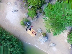 Nude beach sex, voyeurs video taken by a drone