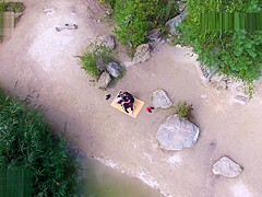 Nude beach sex, voyeurs video taken by a drone