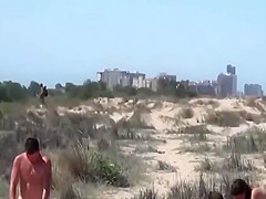 Couple on a nude beach