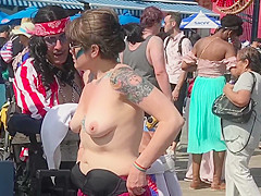 Topless By Coney Island Beach, NY - The 2019 Mermaid Parade