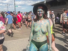 Topless By Coney Island Beach, NY - The 2019 Mermaid Parade