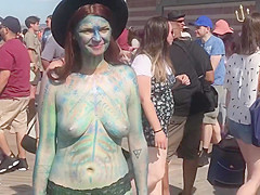 Topless By Coney Island Beach, NY - The 2019 Mermaid Parade