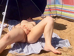 Public Beach Masturbation And a Big Cumshot On My Ass