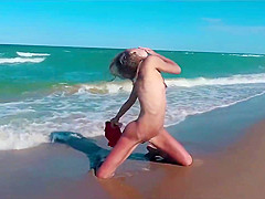 ASS DRIVER XXX - Naked Russian nudist girl Sasha Bikeyeva on on the public beaches of Valencia