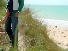 Couple play at the beach