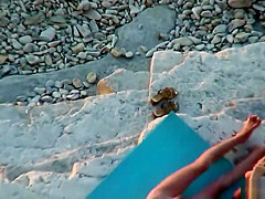 Couple Handjob Fingering and some fucking at the beach spy
