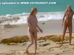 Naked Teens Fool Around on Public Beach