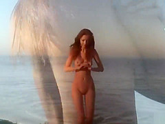 Nudist oceanside stunner Anna S goes naked on public beach naturist voyeur
