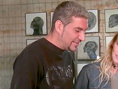 Fat slut takes lezom on the beach