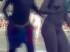 Big Oily ass curvy naked nudist milf beach voyeur spy