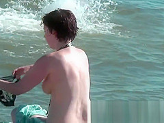 Sweatie tanned pussy at nudist beach