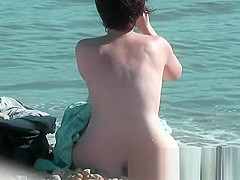 Sweatie tanned pussy at nudist beach