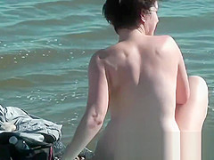 Sweatie tanned pussy at nudist beach