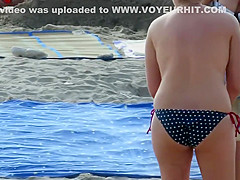 Real voyeur beach amateur fat boobs topless milfs video