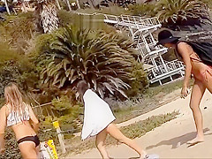 Hot girls going up the stairs in bikini 3