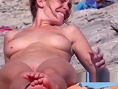 Amazing Hot Naked Blonde Nudist Shaved Pussy spycam video