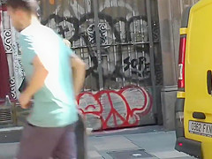 Naked blonde takes a showe on the beach