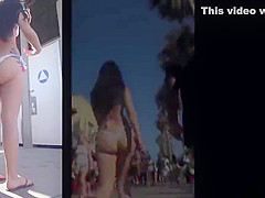 Big Ass Latina Bikini Cameltoe Shaved Pussy Beach Voyeur HD