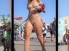 Big Ass Latina Bikini Cameltoe Shaved Pussy Beach Voyeur HD