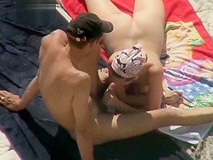 Beach Nudists Fingering and Blowjob Cum Swallow