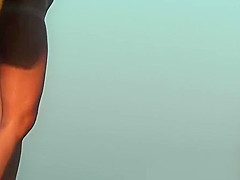 Sexy nudist babes filmed playing on the nude beach