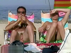 Hot from a nude beach voyeur with naked skinny chicks