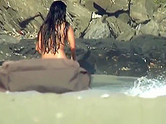 Brunette Naked Nudist Goddess Spied At The Beach Voyeur