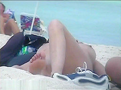 Perfect busty tits nude beach voyeur two for one