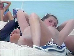 Perfect busty tits nude beach voyeur two for one