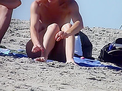 Beautiful mature pussy on the beach