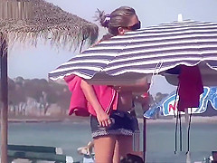 Pierced Nipples Hot Shaved Pussy Nudist Female Beach Voyeur