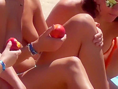topless tens small tits on the beach