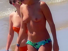 topless tens small tits on the beach
