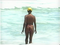 topless on a deserted beach