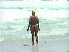 topless on a deserted beach